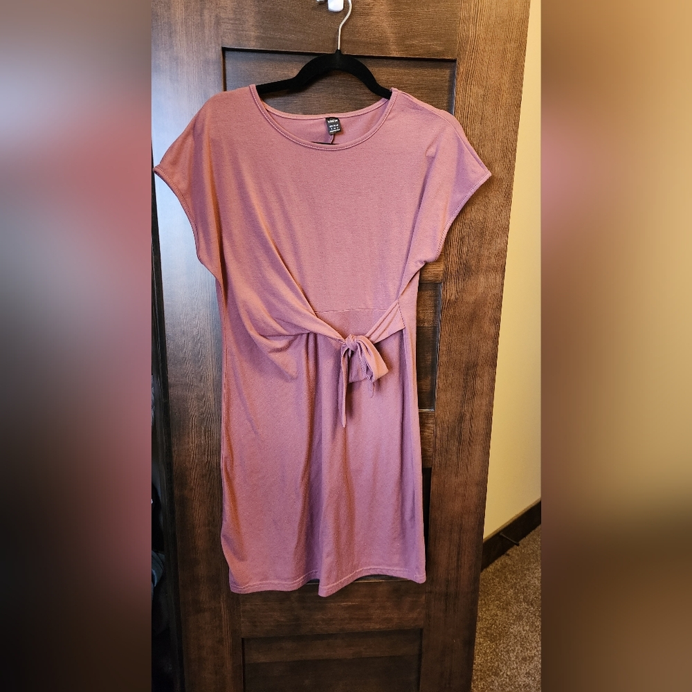 SHEIN Dusty Pink Mauve Tee Shirt t-shirt Tie-Front Dress